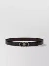 Ferragamo Leather Belt Adjustable Length Metal Buckle In Black