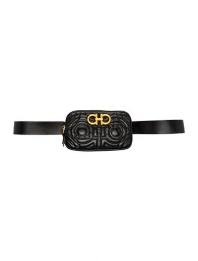 Pre-owned Ferragamo Leather Belt Bag In Black