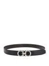 Ferragamo Reversible Hammered Leather Gancini Belt In Black