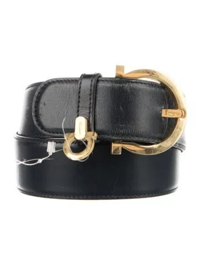 Pre-owned Ferragamo Leather Belt In Black