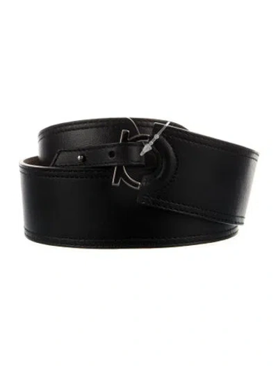 Pre-owned Ferragamo Leather Belt In Black