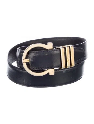Pre-owned Ferragamo Leather Belt In Black