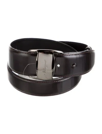 Pre-owned Ferragamo Leather Belt In Black