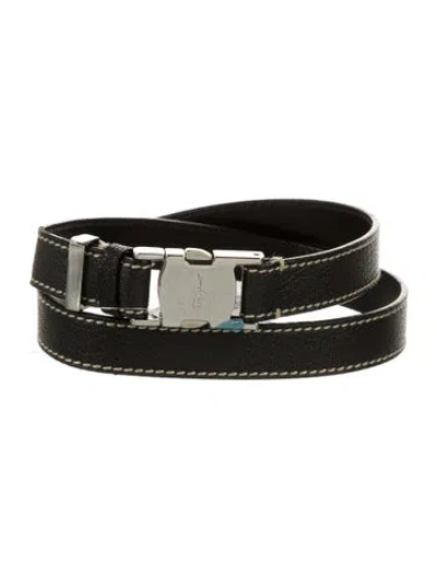 Pre-owned Ferragamo Leather Belt In Black
