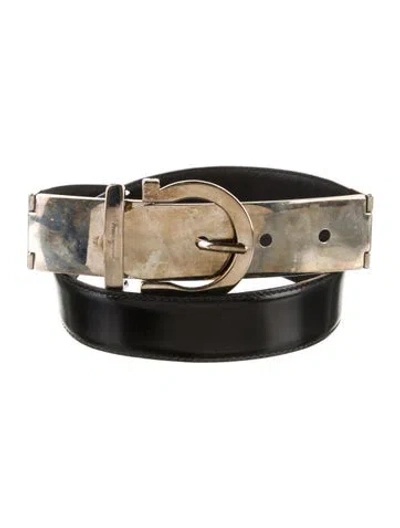Pre-owned Ferragamo Leather Belt In Black
