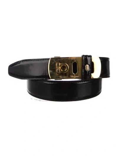 Pre-owned Ferragamo Leather Belt In Black
