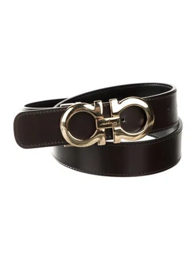 Pre-owned Ferragamo Leather Belt In Black