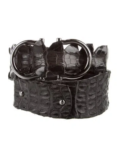 Pre-owned Ferragamo Leather Belt In Black