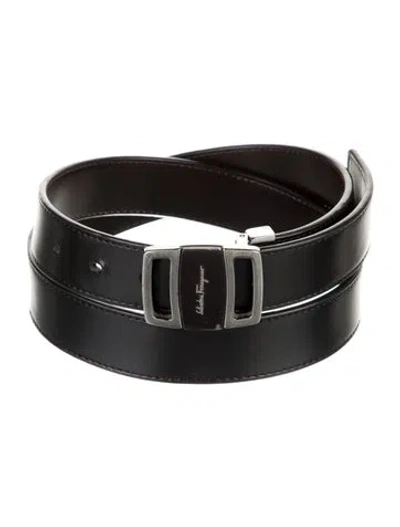 Pre-owned Ferragamo Leather Belt In Black