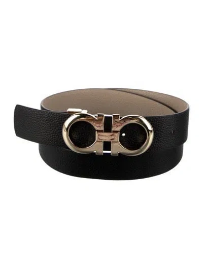 Pre-owned Ferragamo Leather Belt In Black