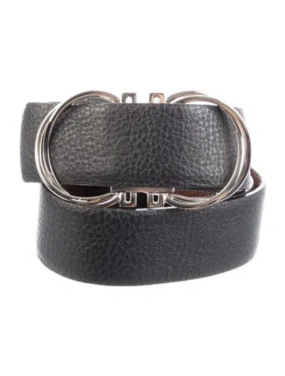 Pre-owned Ferragamo Leather Belt In Black