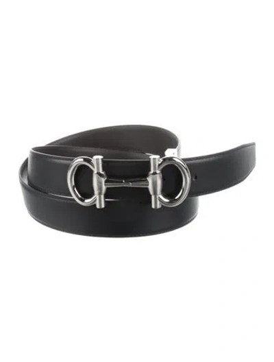 Pre-owned Ferragamo Leather Belt In Black