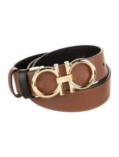 Pre-owned Ferragamo Leather Belt In Black