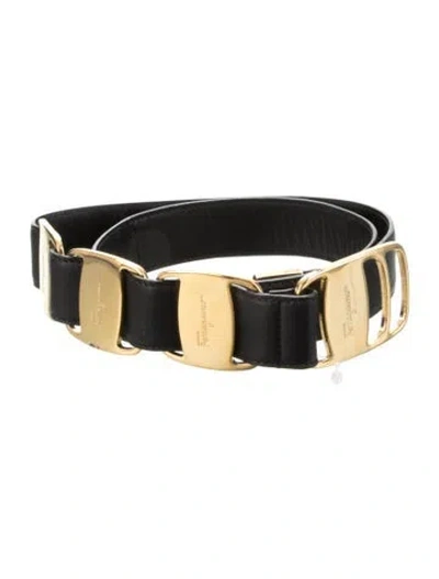Pre-owned Ferragamo Leather Belt In Black