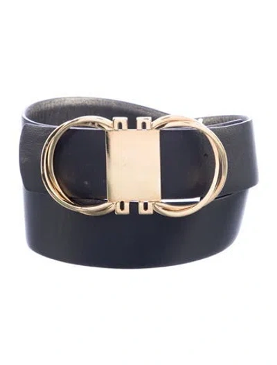 Pre-owned Ferragamo Leather Belt In Black