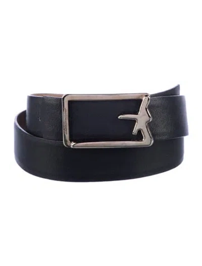 Pre-owned Ferragamo Leather Belt In Black