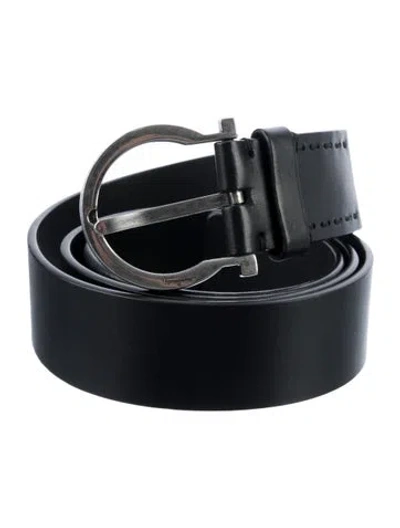 Pre-owned Ferragamo Leather Belt In Black