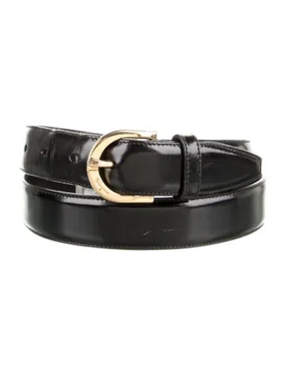 Pre-owned Ferragamo Leather Belt In Black