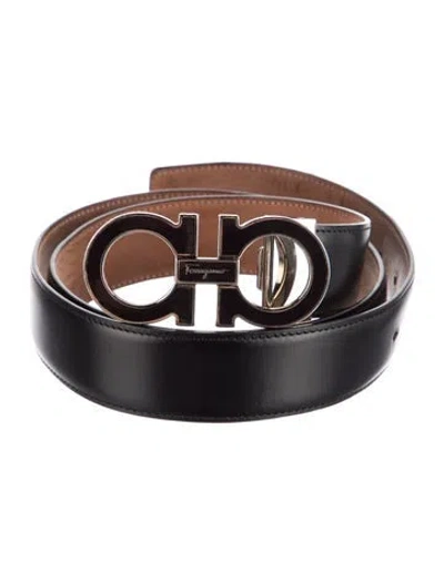 Pre-owned Ferragamo Leather Belt In Black