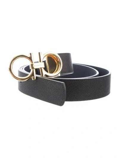 Pre-owned Ferragamo Leather Belt In Black/blue