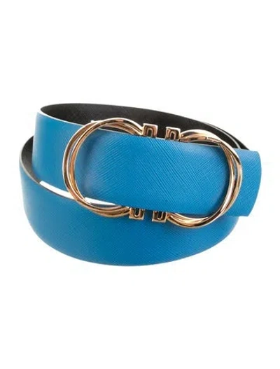 Pre-owned Ferragamo Leather Belt In Black/blue
