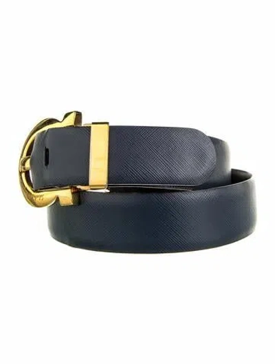 Pre-owned Ferragamo Leather Belt In Blue