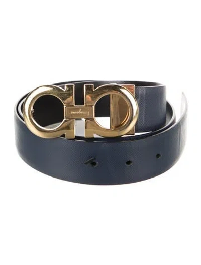 Pre-owned Ferragamo Leather Belt In Blue