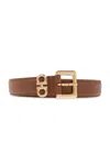 Ferragamo Double Gancini Leather Belt In Brown