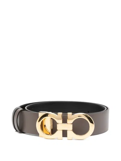 Ferragamo Leather Belt In Gray