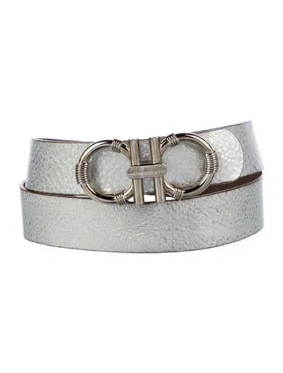 Pre-owned Ferragamo Leather Belt In Gray