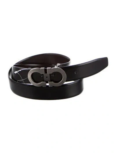 Pre-owned Ferragamo Leather Belt Kit In Black