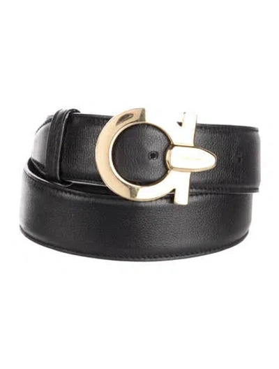 Pre-owned Ferragamo Leather Belt Kit In Black