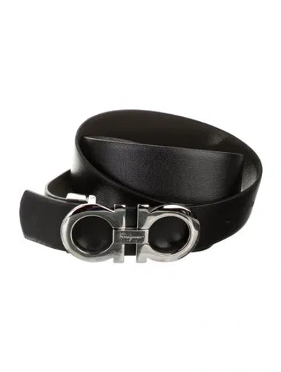 Pre-owned Ferragamo Leather Belt Kit In Black