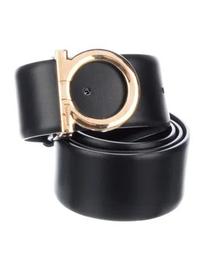 Pre-owned Ferragamo Leather Belt Kit In Black