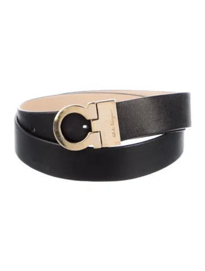 Pre-owned Ferragamo Leather Belt Kit In Black