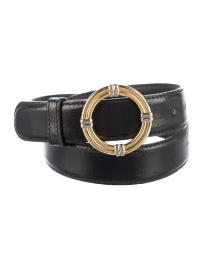 Pre-owned Ferragamo Leather Belt Kit In Black