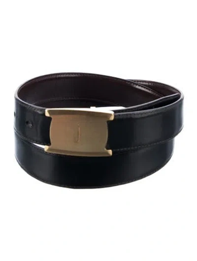 Pre-owned Ferragamo Leather Belt Kit In Black