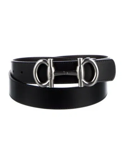 Pre-owned Ferragamo Leather Belt Kit In Black
