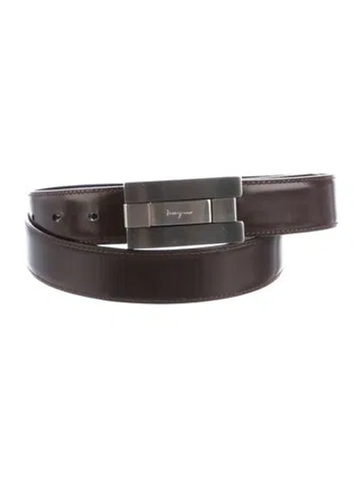 Pre-owned Ferragamo Leather Belt Kit In Black