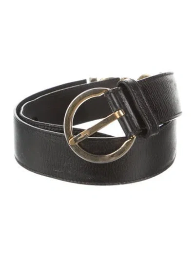 Pre-owned Ferragamo Leather Belt Kit In Black