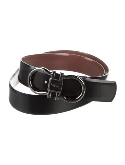 Pre-owned Ferragamo Leather Belt Kit In Black
