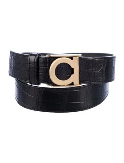 Pre-owned Ferragamo Leather Belt Kit In Black