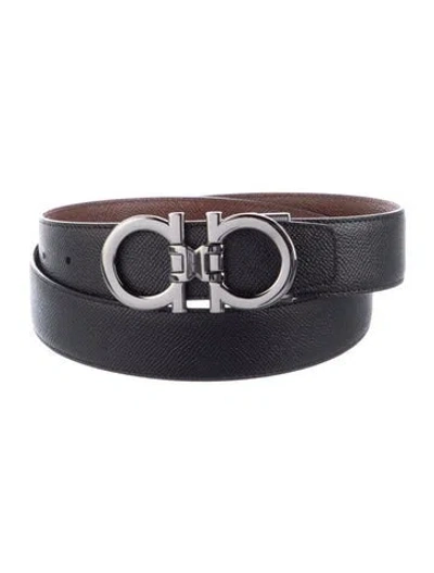 Pre-owned Ferragamo Leather Belt Kit In Black