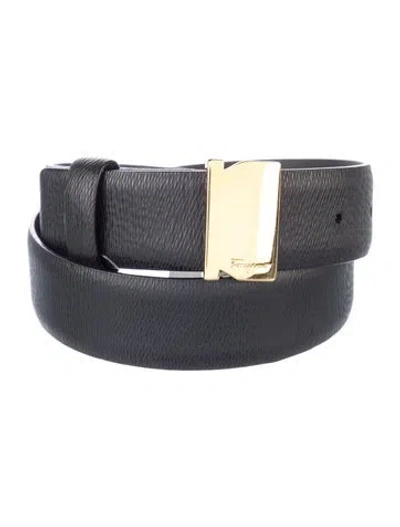 Pre-owned Ferragamo Leather Belt Kit In Black