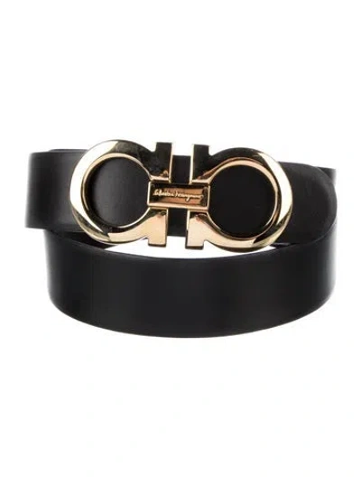 Pre-owned Ferragamo Leather Belt Kit In Black