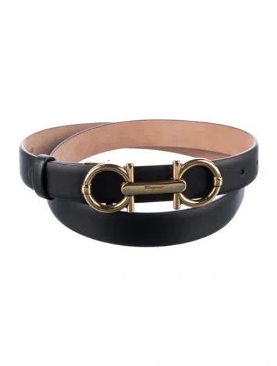 Pre-owned Ferragamo Leather Belt Kit In Black