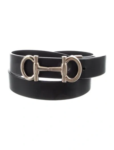 Pre-owned Ferragamo Leather Belt Kit In Black