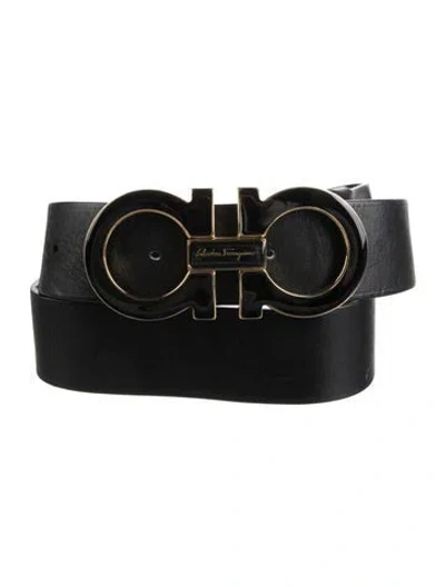 Pre-owned Ferragamo Leather Belt Kit In Black