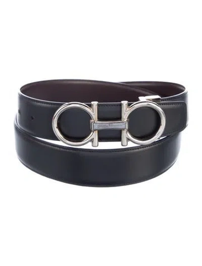 Pre-owned Ferragamo Leather Belt Kit In Black