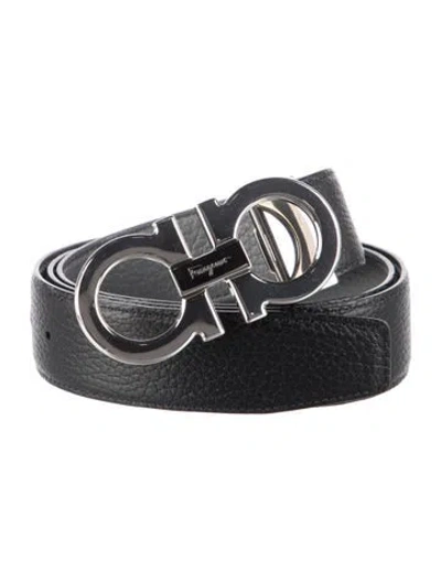 Pre-owned Ferragamo Leather Belt Kit In Black